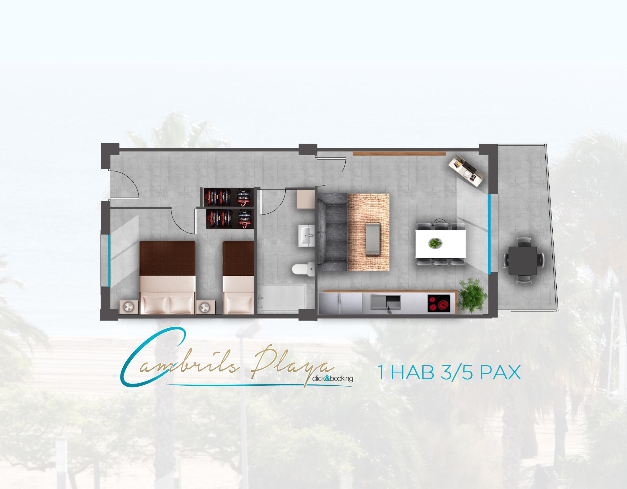 CPS 1HAB. CPS 1 HAB 1ra Planta (3/5) Apartamento Playa Cambrils
